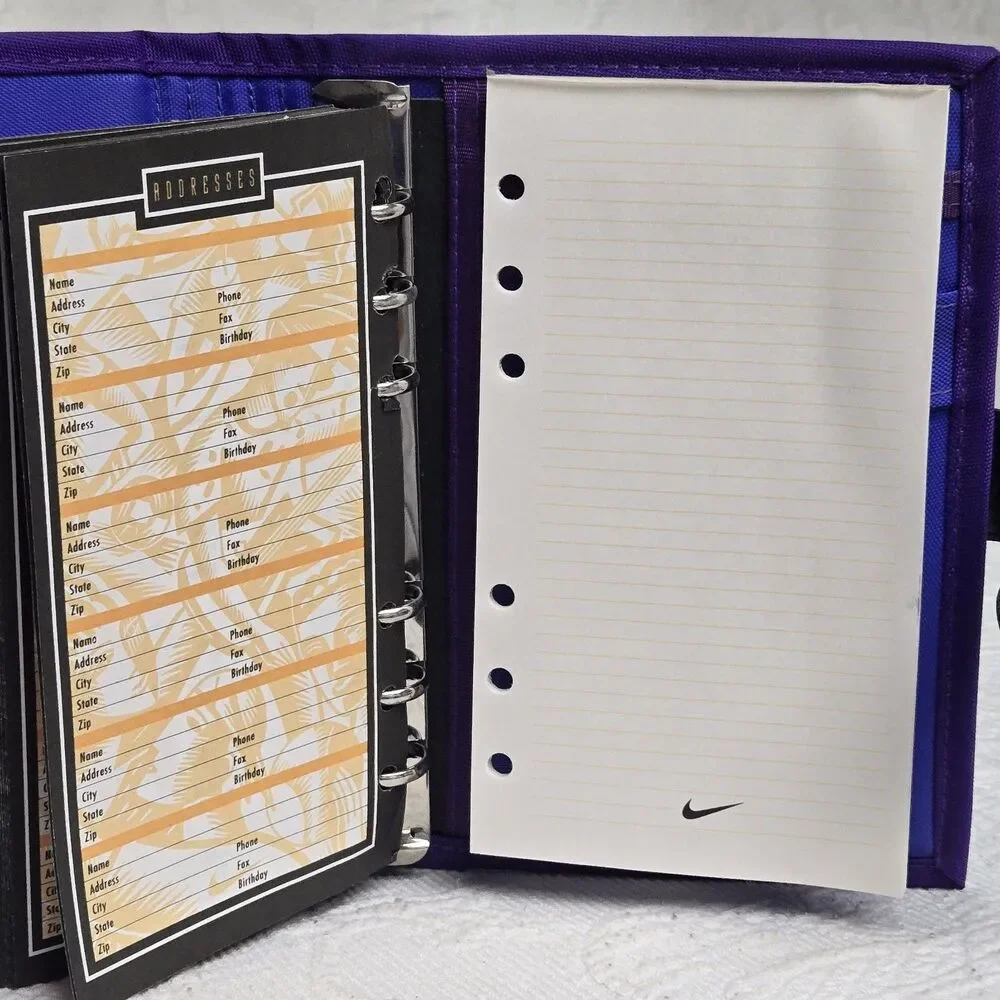 90s Mead Nike Purple Black Day Planner Calender Project Note Book Contacts